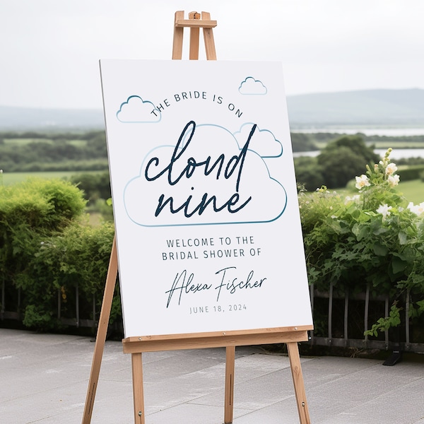 The Bride is on Cloud Nine - Creative Bridal Shower Celebration Centerpiece, Engagement Party Decoration Ideas, Premium Foam Board or Canvas