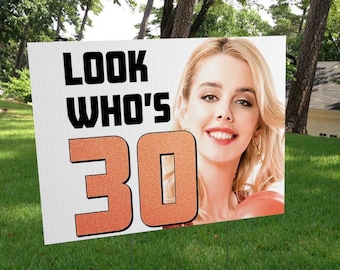 Happy Birthday Custom Yard Sign - 24''x18'' Custom Coroplast Front Lawn Sign with H-Stake, Personalized Birthday Sign, Any color combination