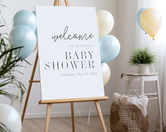 Letrero minimalista de bienvenida para baby shower: tablero de espuma o lienzo de género neutro
