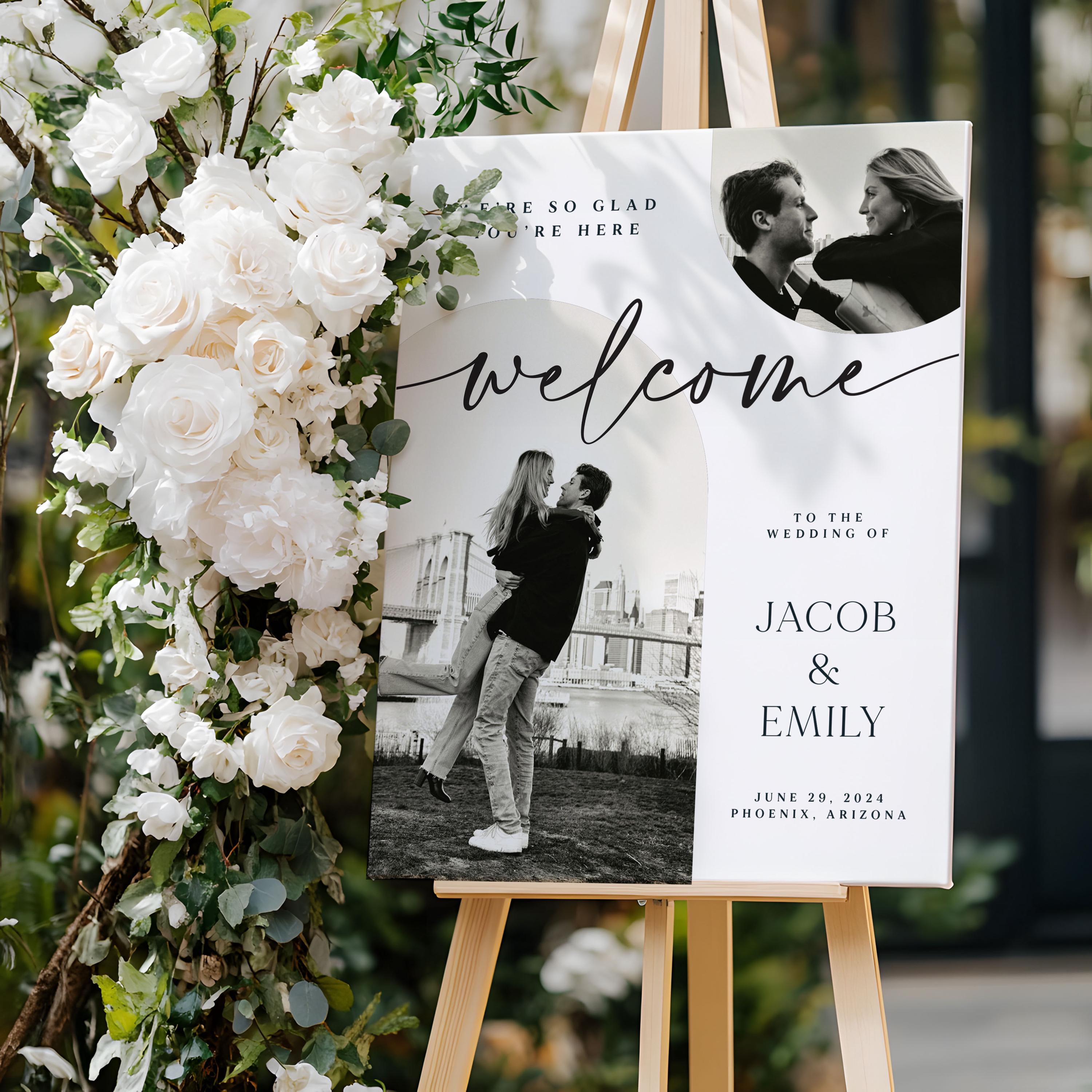 【受注製作品】Wedding Welcome Board Arched Wedding Welcome Sign With Photos: Elegant Party Decor