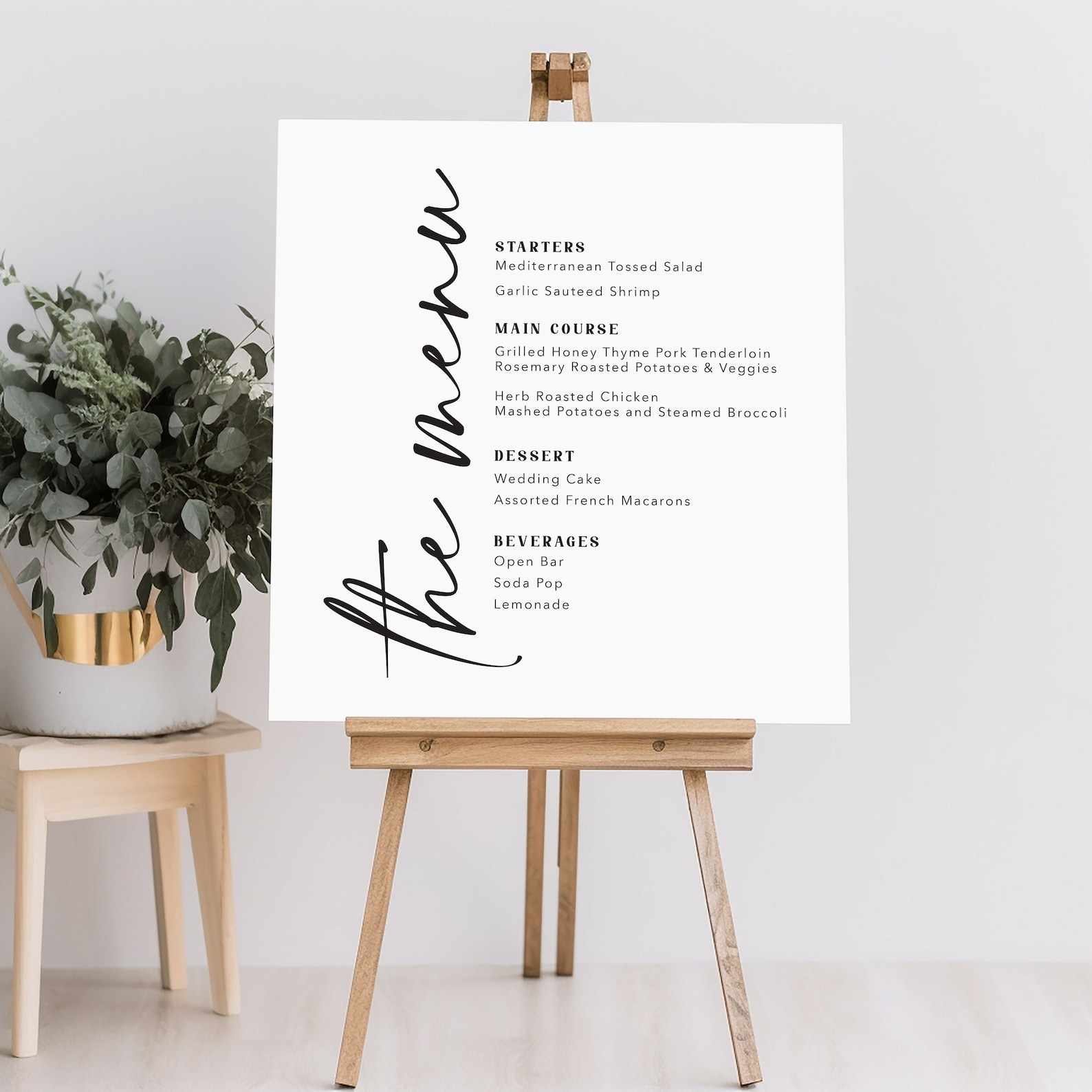 Reception Menu Sign Custom Wedding Menu Sign: Modern Bar Display, Foam Board or Canvas - Etsy