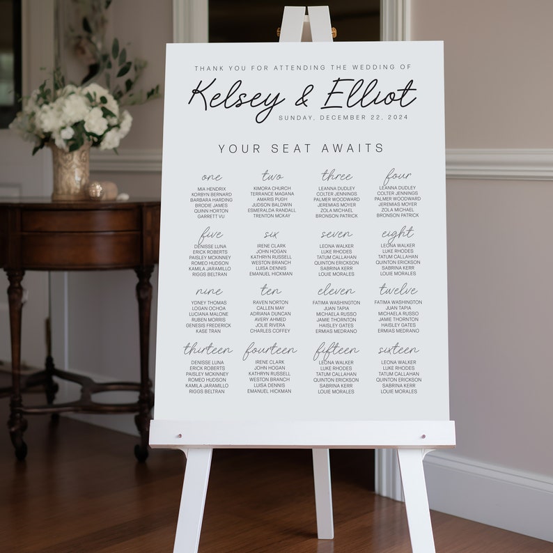 Personalized Wedding Seating Chart Sign | Custom Seating Plan Foam ...