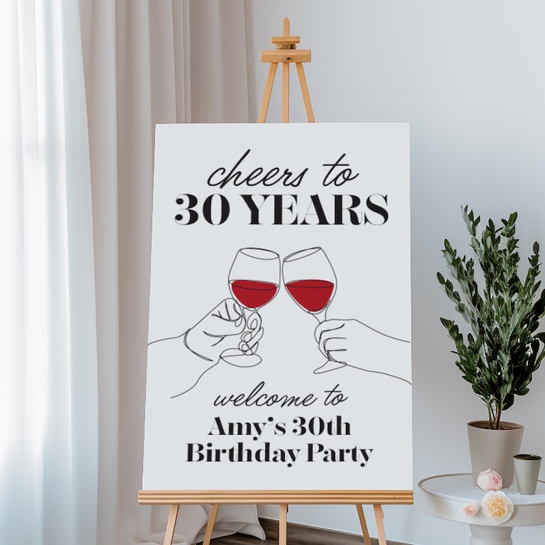 ¡Saludos por 30 años! Letrero de bienvenida para fiesta de cumpleaños, decoración personalizada para la entrada, ideal para fiestas de cumpleaños, cartón pluma o lienzo premium. imagen 6