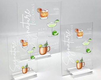 Signature Drink Sign: Personalized Acrylic Wedding Bar Menu
