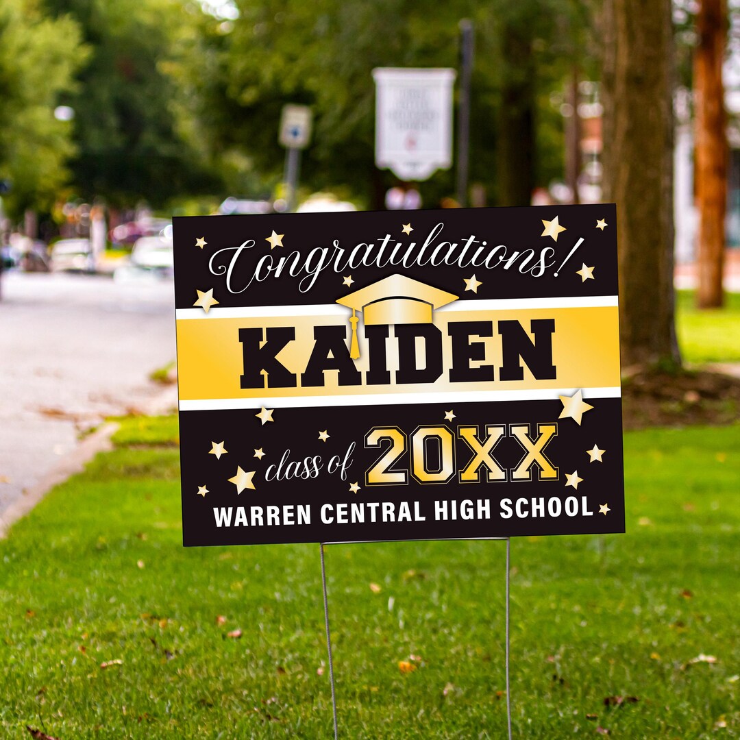 Custom Graduation Yard Sign: 24''x18'' Coroplast, School Colors - Etsy
