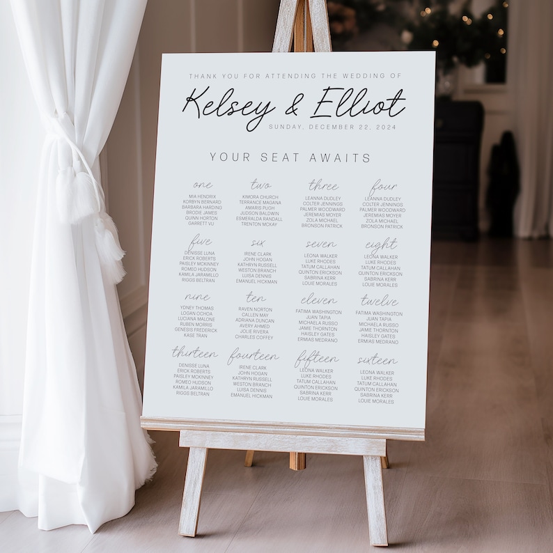 Personalized Wedding Seating Chart Sign | Custom Seating Plan Foam ...