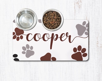 Custom Dog Bowl Mat, Personalized Dog or Cat Food Mat, Non-Slip Dog Mat for Food and Water, Custom Name Food Mat for Multiple Design & Sizes