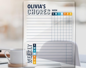 Acrylic Chore Chart: Kids Responsibility Tracker, Dry Erase To-Do List