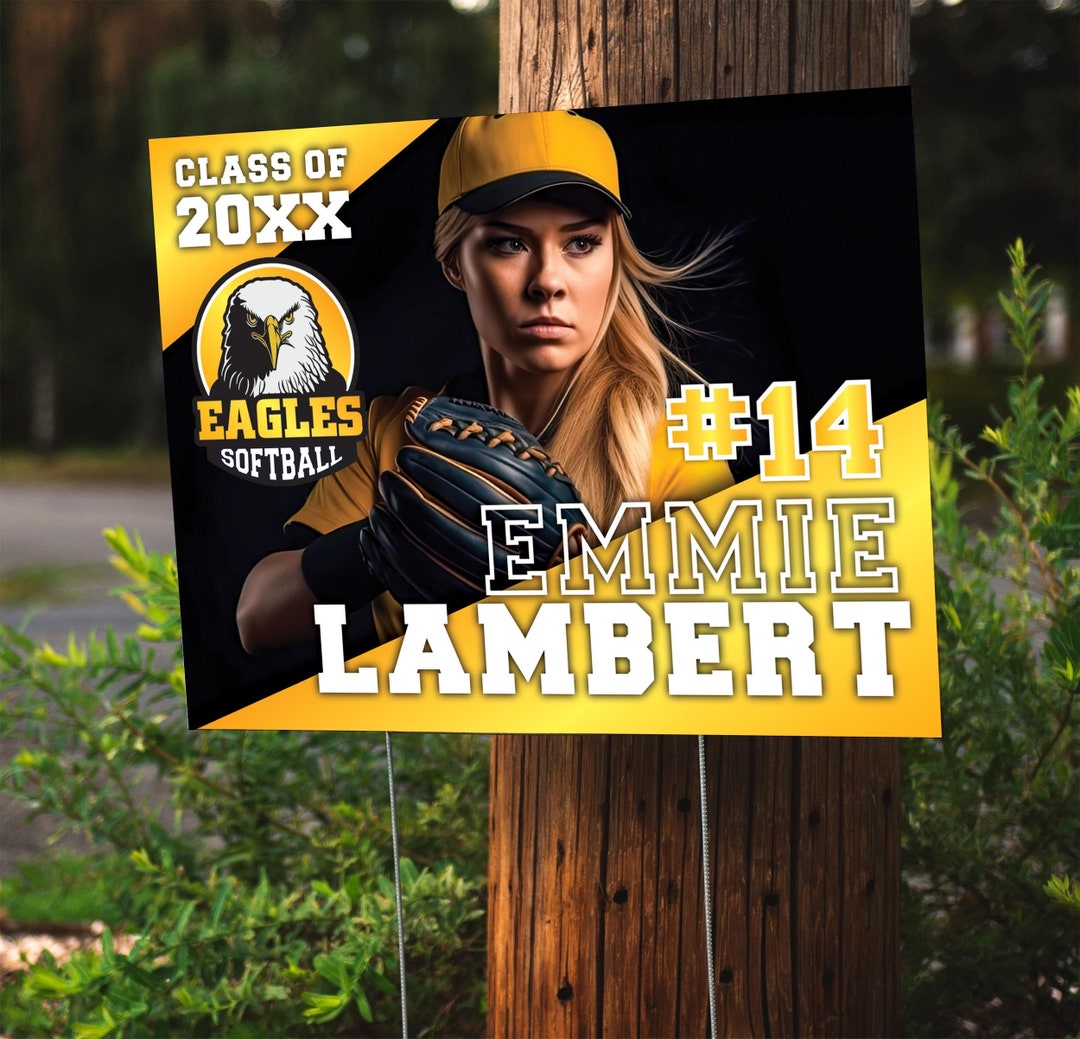 Class of 2025 Graduation Softball Lawn Sign 24''x18'' Custom Coroplast