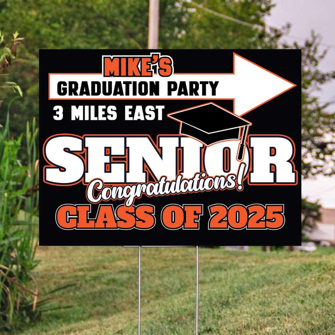 Picket Signs For Graduation Custom Graduation Party Yard Sign: School Colors, Arrow Design (24''x18 ...