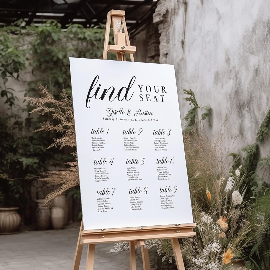 Custom Wedding Seating Chart Sign: Elegant Reception Decor - Etsy