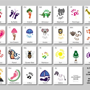A-Z Alphabet Handprint Booklet | Alphabet Handprint Keepsake | Alphabet Handprint Art | Instant Printables