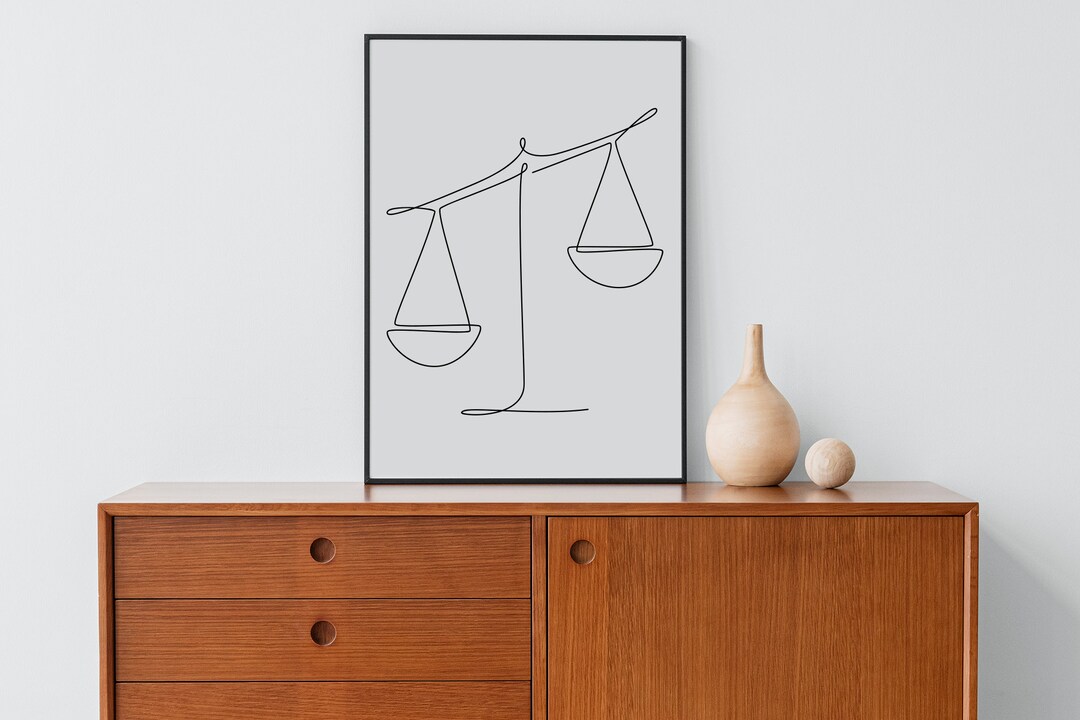 Balance Scale Line Art Balance Scale Lawyer Office Wall Art Decor Scale ...