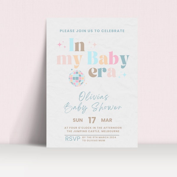 In my baby era, baby shower invitation, Eras Baby Shower, Editable Baby Shower Invite , Baby Shower Invite For Girl, Boy , New mom era