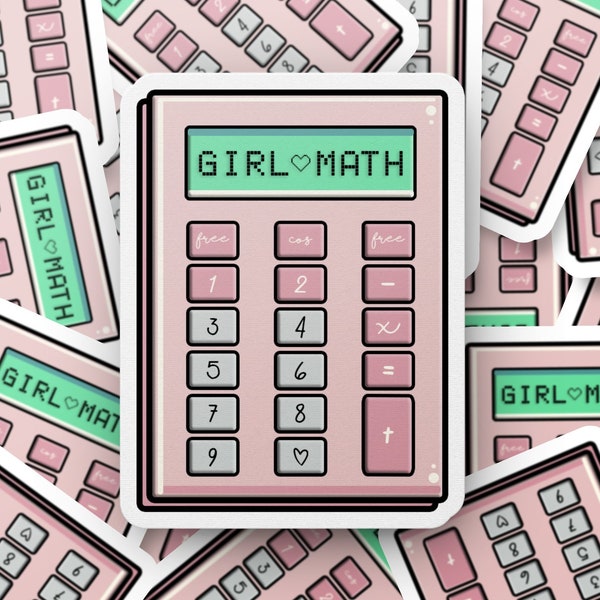Sticker calculatrice mathématique rose pour fille - Sticker mignon et fonctionnel pour les étudiants et les amateurs de mathématiques