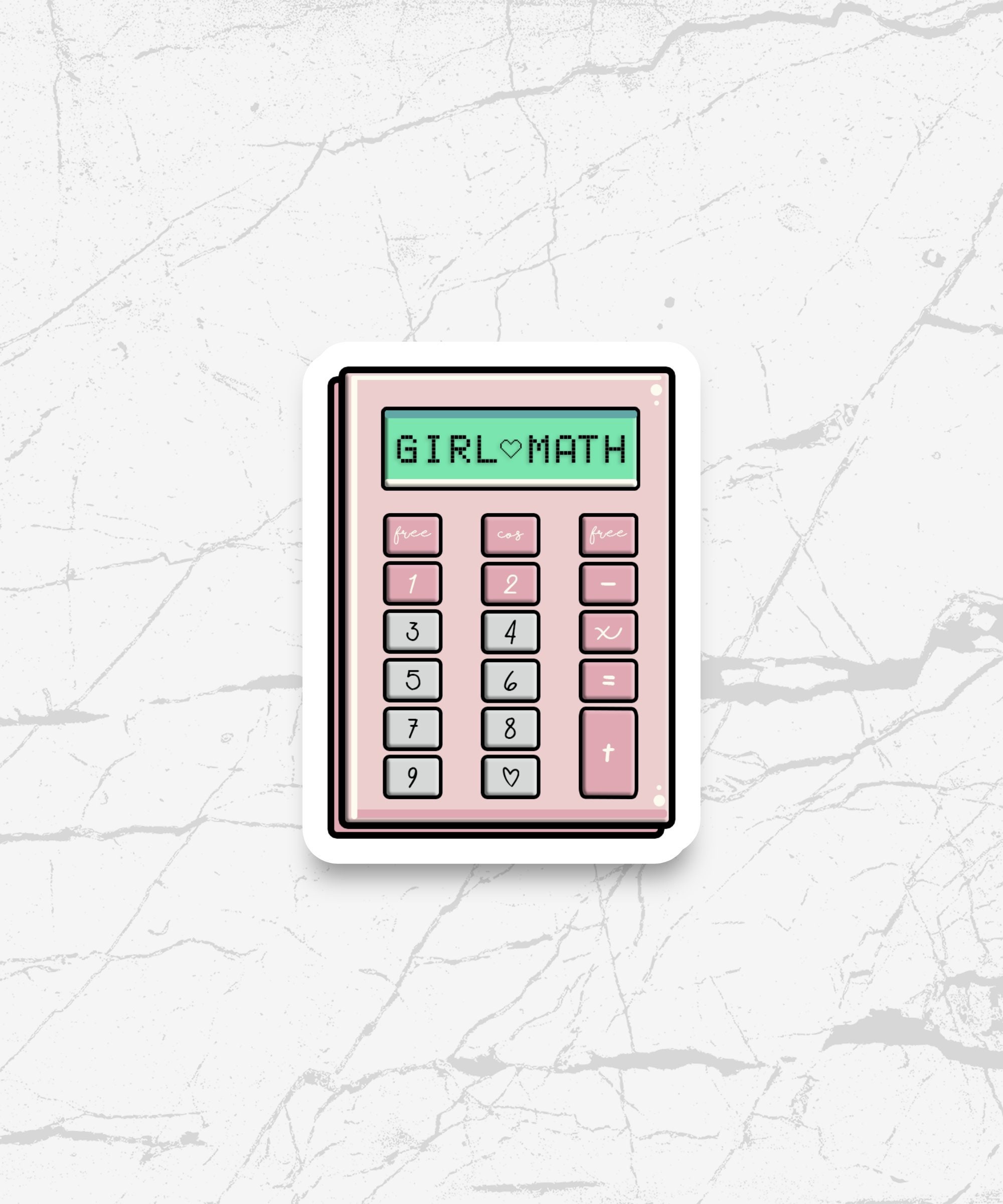 Girl Math Pink Calculator Sticker Cute and Functional Sticker for ...