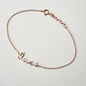Pulsera carta de amor, regalo de novia dulce amor, pulsera de plata de ley, pulsera vermeil de oro de 14K, joyería hecha a mano, regalo para ella