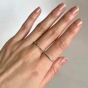Sterling Silver Two Finger Ring | Architectural Statement Band - Etsy