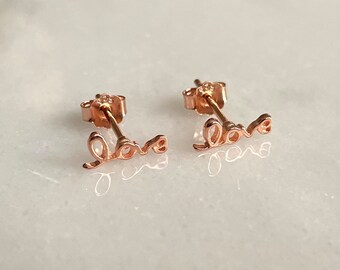 Boucles d'oreilles en argent sterling, or vermeil 14 carats et lettre d'amour