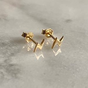 Lightening Bolt Sterling Silver Earrings, 14K Gold Vermeil Stud Earrings
