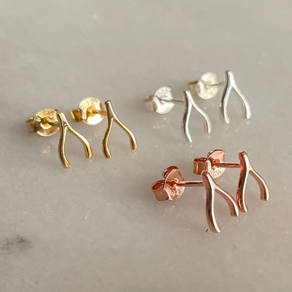 Wishbone Sterling Silver, 14K Vermeil Stud Earrings