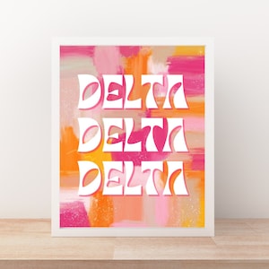 Delta Delta Delta, estampado de pared rosa y naranja