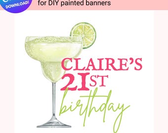 Bearbeitbare Banner Vorlage | DIY 21. Geburtstag Buntpapier Girlande | Leinwand Download