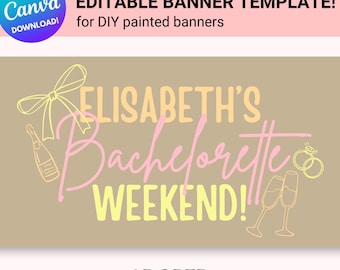 Modèle de bannière modifiable | Bannière peinte ou imprimée DIY pour Bachelorette | Téléchargement sur toile