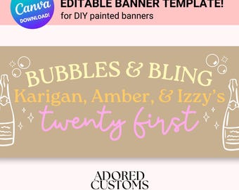 Bearbeitbare Banner Vorlage | DIY 21st Birthday Girlande Girlande | Leinwand Download