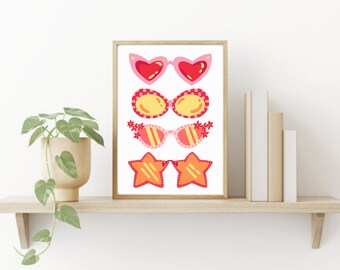 Cute Sunglasses, Pink and Orange Wall Print