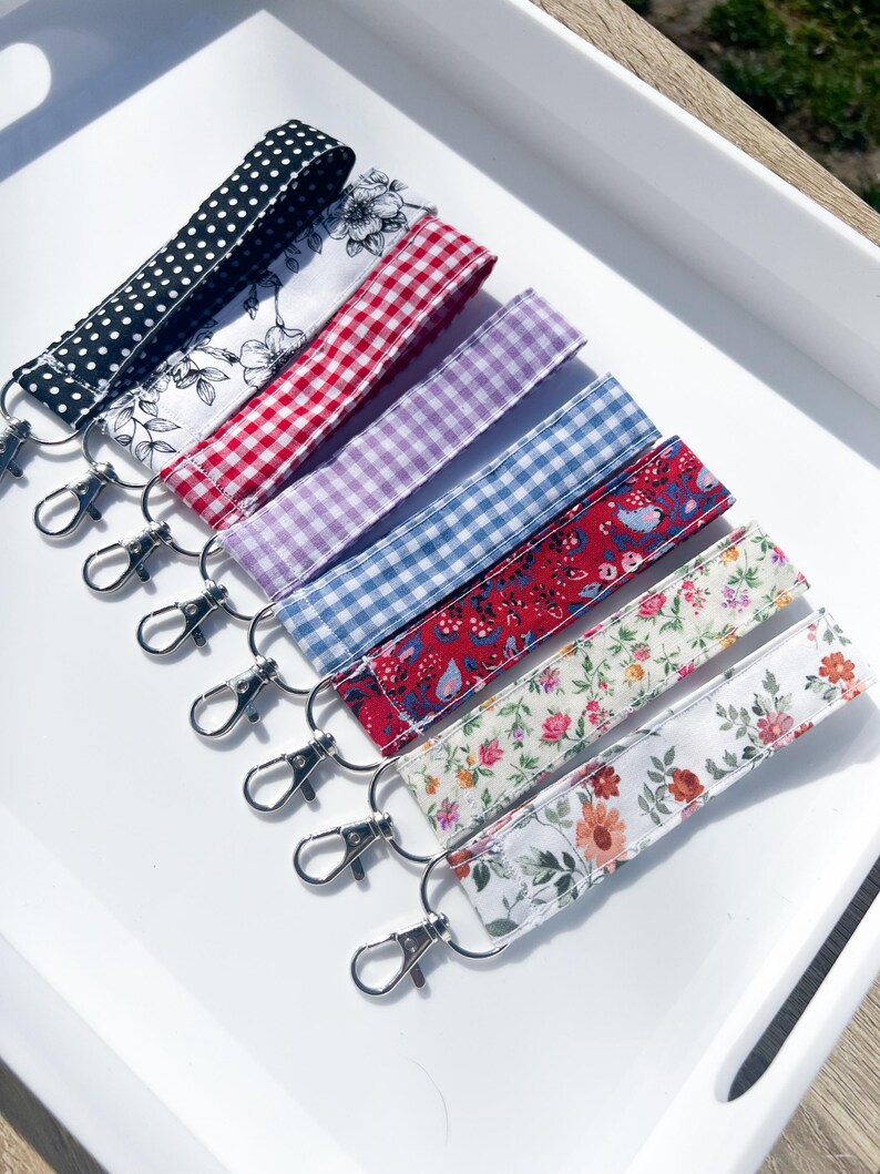 Handmade Fabric Keychain | Wristlet Key Fob - Etsy