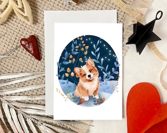 Festive Doggy Greeting/Christmas card with/without an Envelope