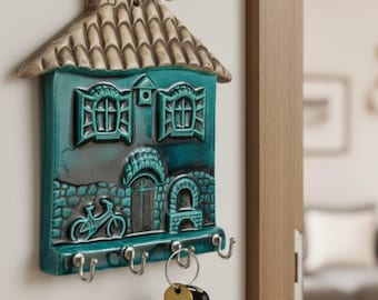 Ceramiczny wieszak na klucze, koraliki Evil Eye, tłoczony wzór, ręcznie malowany, 3 różne opcje