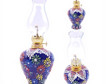 Ceramiczna lampa gazowa: ręcznie malowana, rustykalna dekoracyjna latarnia