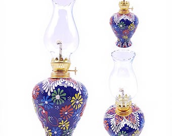 Ceramic Gas Lamp, Glazed Floral Lantern in Oriental Style