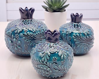 Ceramiczne zestawy z granatem, wystrój domu i ogrodu, ręcznie robione przedmioty z owoców