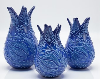 Handcrafted Tulip Vases, Set of 3