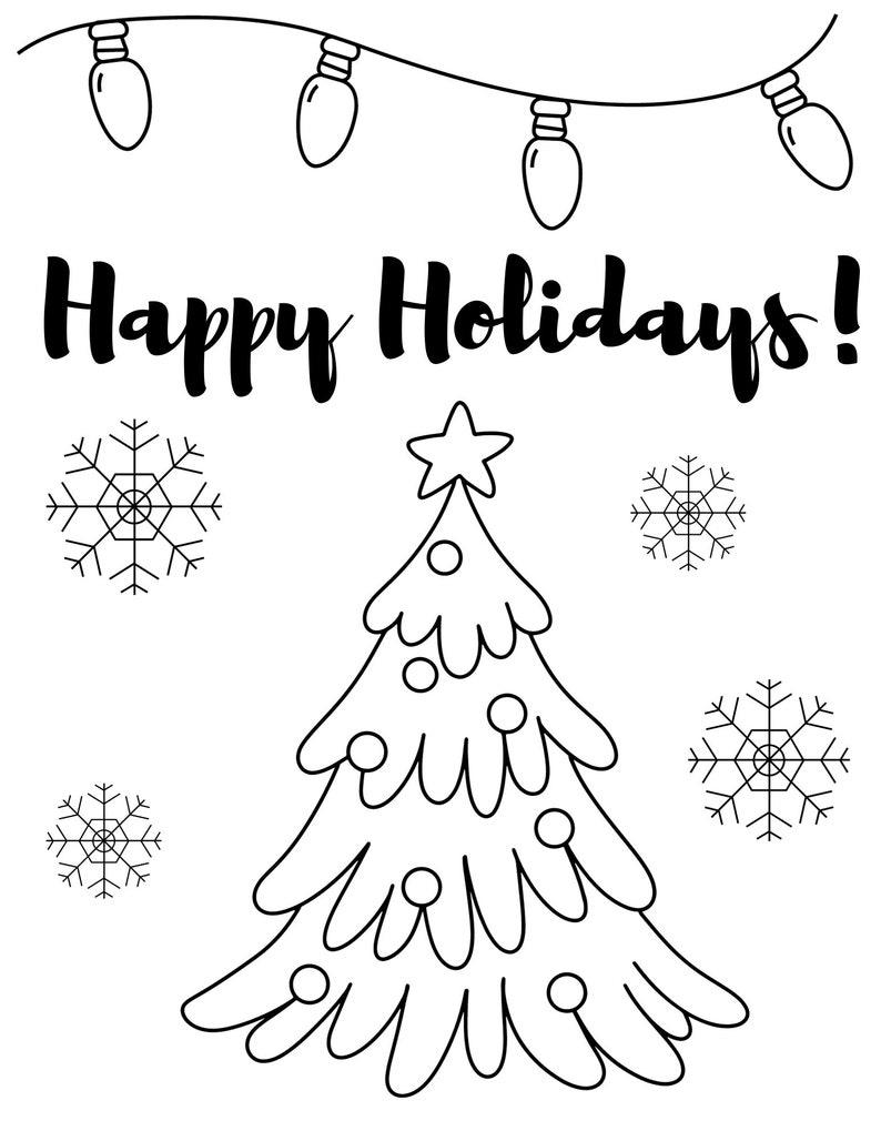 Easy Christmas Coloring Page for Kids, Holiday Activity, Printable