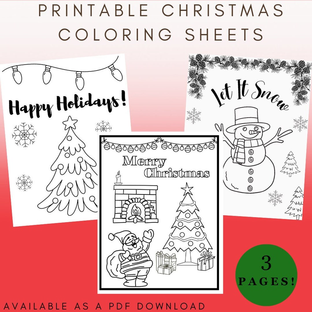 Easy Christmas Coloring Page for Kids, Holiday Activity, Printable