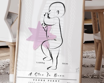 Personalized Birth Print – Custom Baby Nursery Wall Art – Ideal Newborn Gift