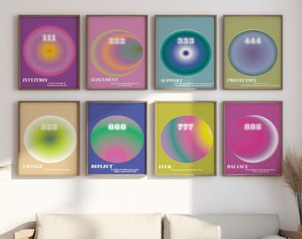 Aura Number Poster Set: Spiritual Gradient Prints (Digital Download)
