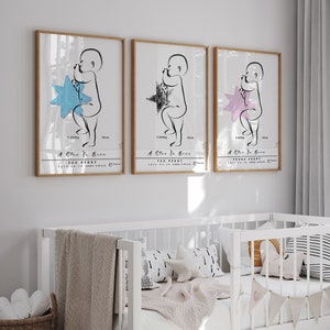 Personalisierter Geburtsdruck - Individuelle Baby-Kinderzimmer-Wandkunst - Ideales Geschenk für Neugeborene