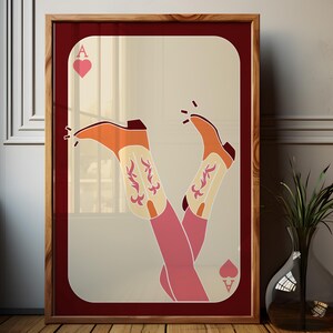 Cowgirl Boots Print, Playing Card, Coastal Poster, Trendy Wall Art, Girly Room, Instant Download