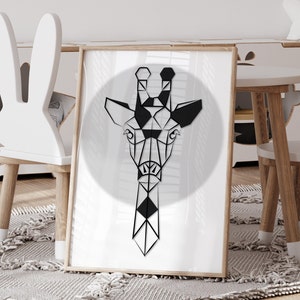 Black and White Giraffe Art Print For Home Decor Animal Wall Decoration For Nursery House Warming Gift Digital Download
