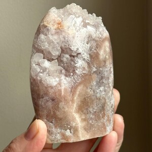Pink Amethyst & Flower Agate Freeform, Pink Flower Agate Quartz Carving