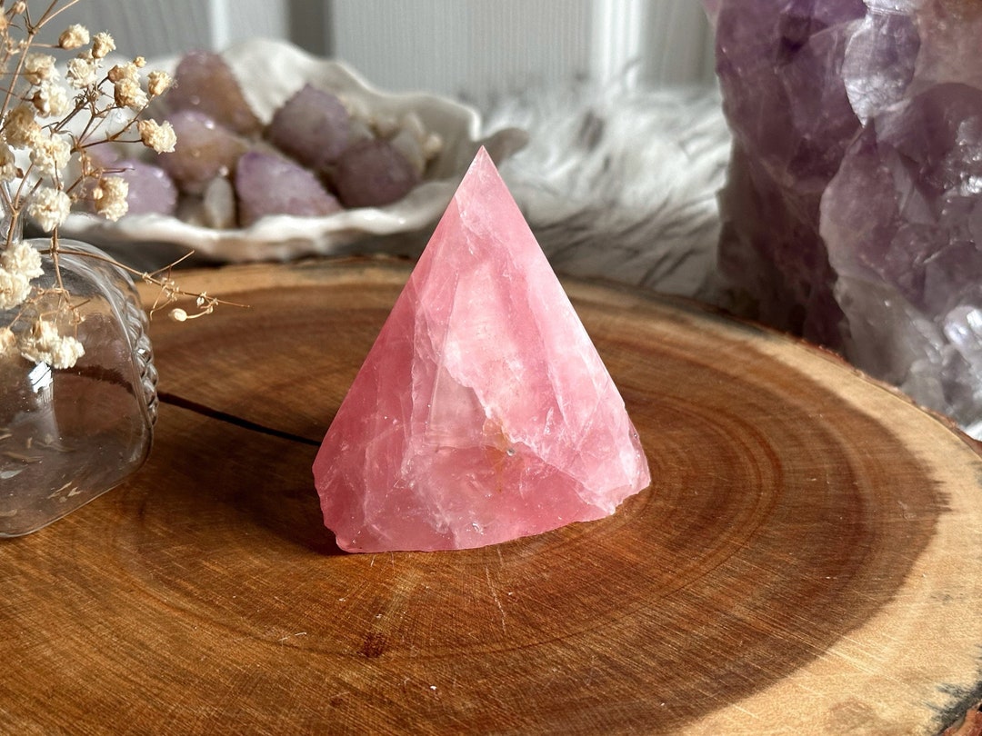 Stunning Natural Rose Quartz Polished Point, Rare Rose Quartz Free Form