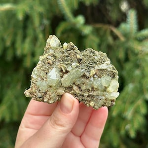Forest Epidote with Quartz, Forest Fairy Epidote Quartz from Turkey, Sparkling Green Epidote with Quartz Clusters