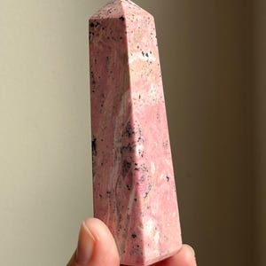 Bubblegum Pink Peruvian Rhodonite Obelisk, High Quality Pink Rhodonite from Peru