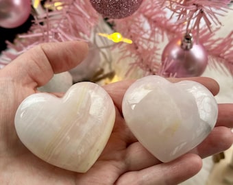 Bubblegum Pink Mangano Calcite Heart Carving, UV Reactive Crystal