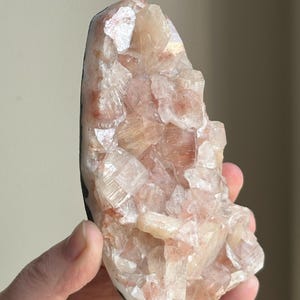 Peach Stilbite on Hematite Included Apophyllite, Stilbite from Maharashtra India, Peach Stilbite on Gem Apophyllite, Pink apophyllite